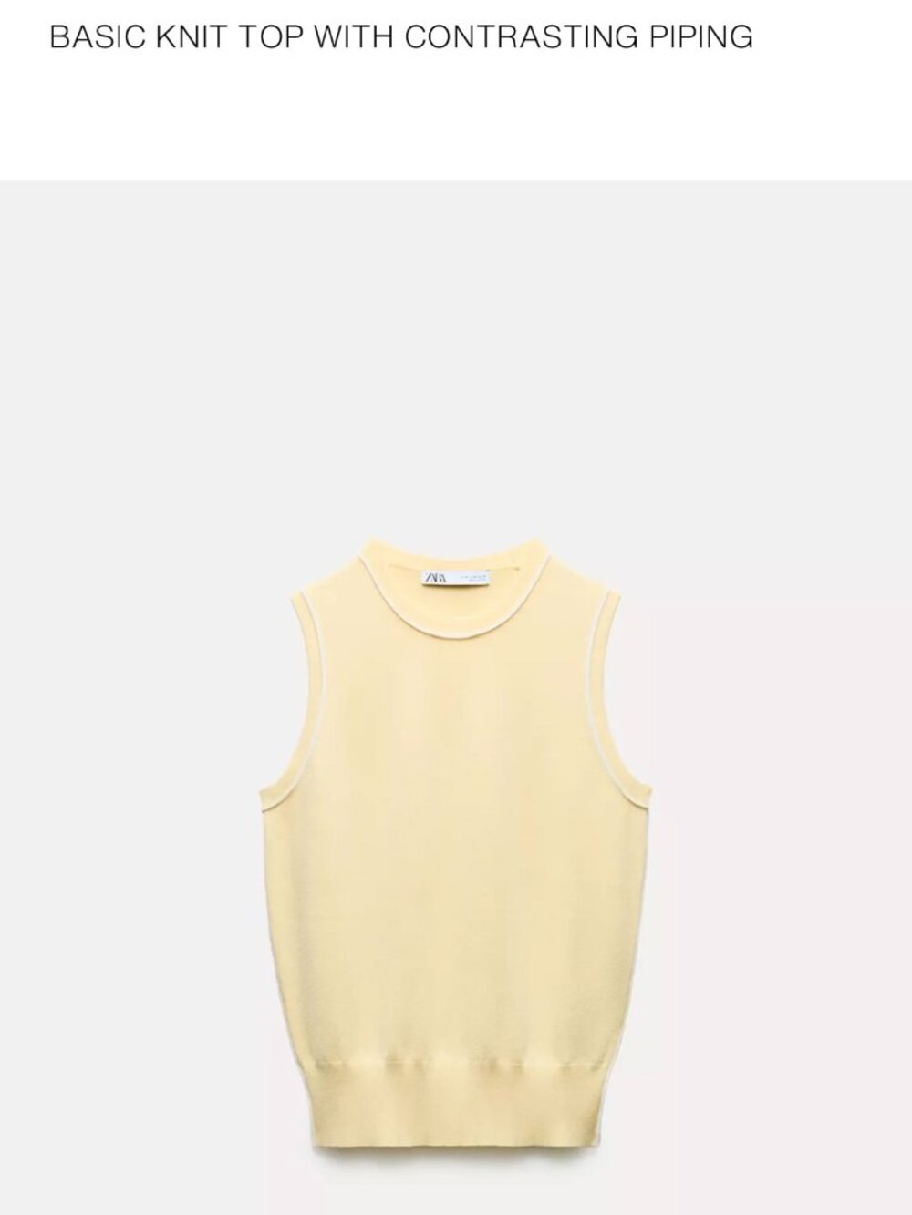 New with Tags Zara basic knit top with contrasting piping Yellow